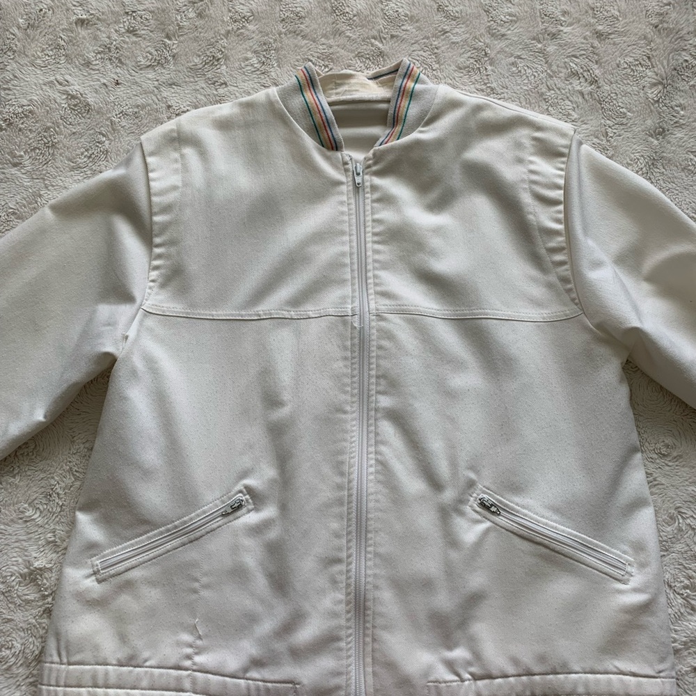 Vintage 60s White & Rainbow Bomber Jacket